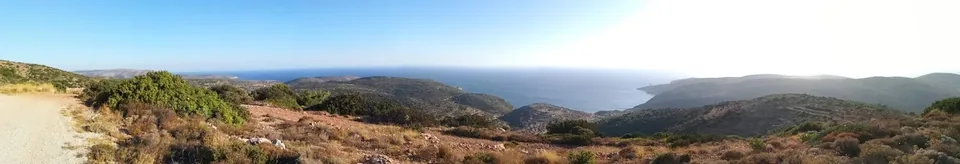 The rural landscape of southern Chios opening towards the Aegean